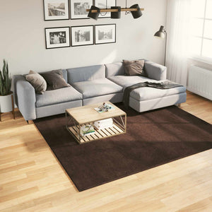 Vidaxl medium pile zachte en wasbare tapijt huarte bruin 240 x 240 cm