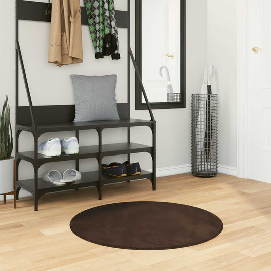 Vidaxl medium pile zachte en wasbare tapijt huarte bruin ø 80 cm