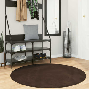 Vidaxl medium pile zachte en wasbare tapijt huarte bruin ø 120 cm