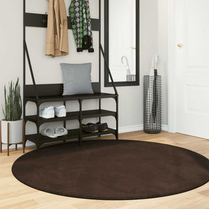 Vidaxl medium pile zachte en wasbare tapijt huarte bruin ø 160 cm
