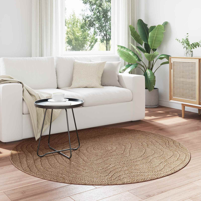 Afbeelding laden in galerijviewer, Vidaxl binnen- en buitentapijt agira naturel ø 200 cm polyester
