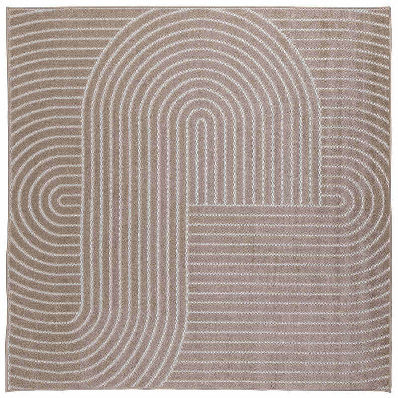 Afbeelding laden in galerijviewer, Vidaxl binnen- en buitentapijt palmeras beige 240 x 240 cm polyester
