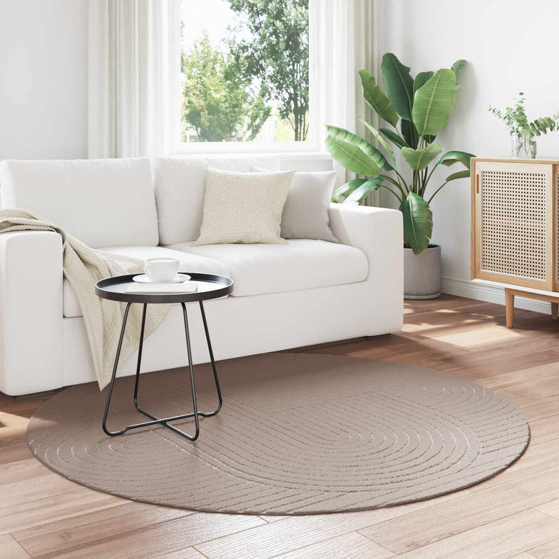 Afbeelding laden in galerijviewer, Vidaxl binnen- en buitentapijt palmeras beige ø 120 cm polyester
