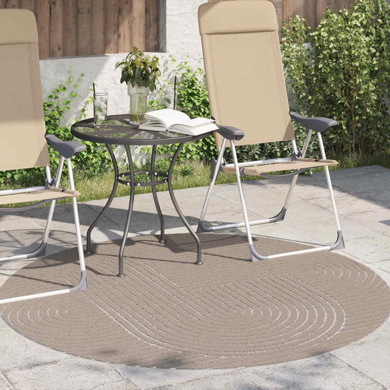 Afbeelding laden in galerijviewer, Vidaxl binnen- en buitentapijt palmeras beige ø 120 cm polyester
