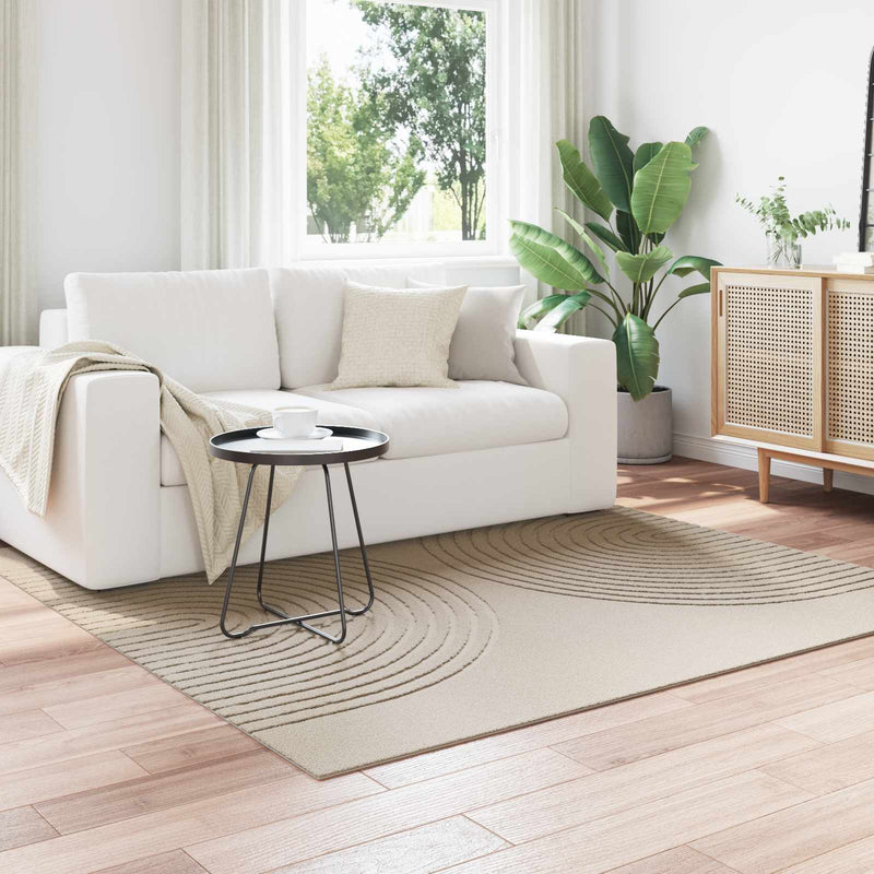 Afbeelding laden in galerijviewer, Vidaxl binnen kleed galati beige 200 x 200 cm polyester
