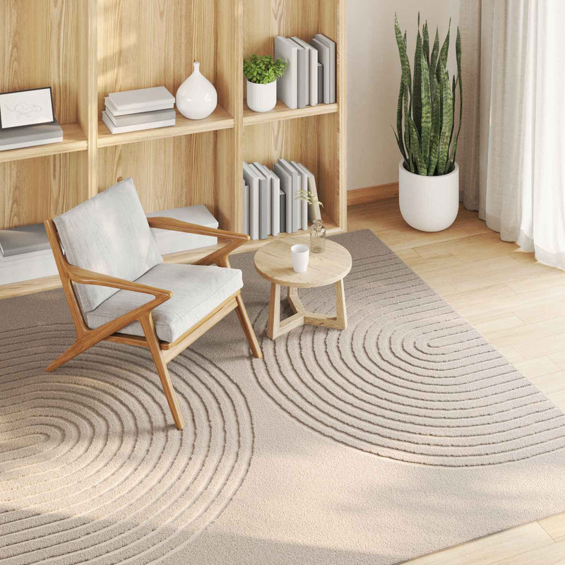Afbeelding laden in galerijviewer, Vidaxl binnen kleed galati beige 200 x 200 cm polyester

