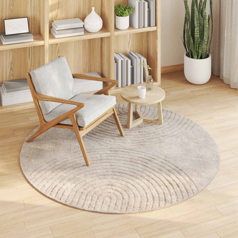 Afbeelding laden in galerijviewer, Vidaxl binnen kleed galati beige ø 160 cm polyester
