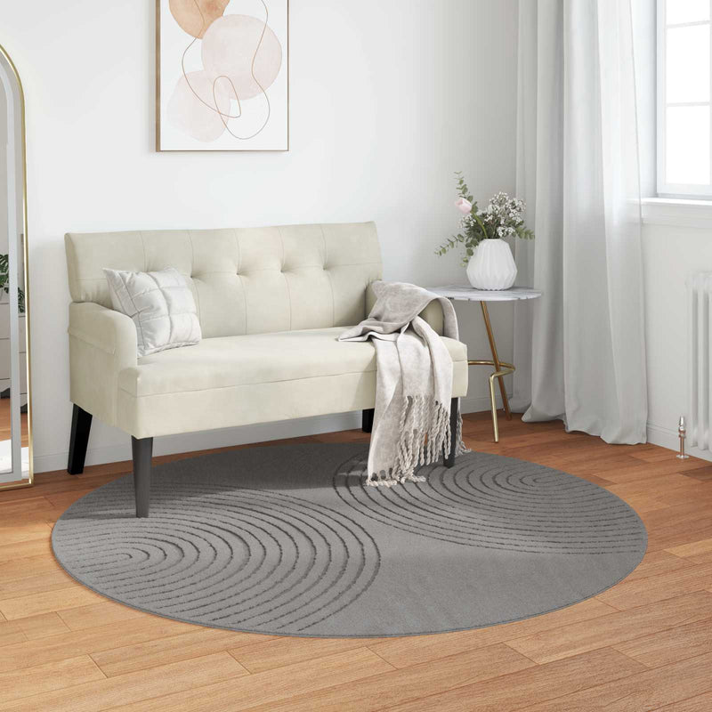 Afbeelding laden in galerijviewer, Vidaxl binnen kleed galati grijs ø 160 cm polyester
