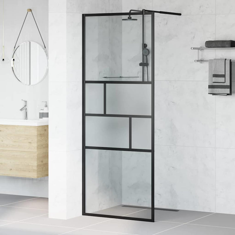 Afbeelding laden in galerijviewer, Vidaxl inloop douche wand zwart 80 x 195 x 0.5 cm glas en aluminium
