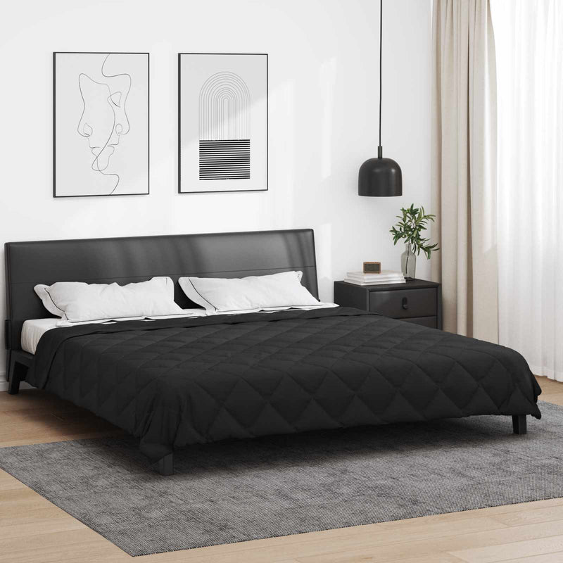 Afbeelding laden in galerijviewer, Vidaxl vol jaar dekbed zwart 200 x 200 cm microfiber
