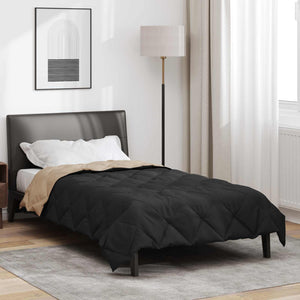 Vidaxl vol jaar dekbed zwart en taupe 135 x 200 cm microfiber