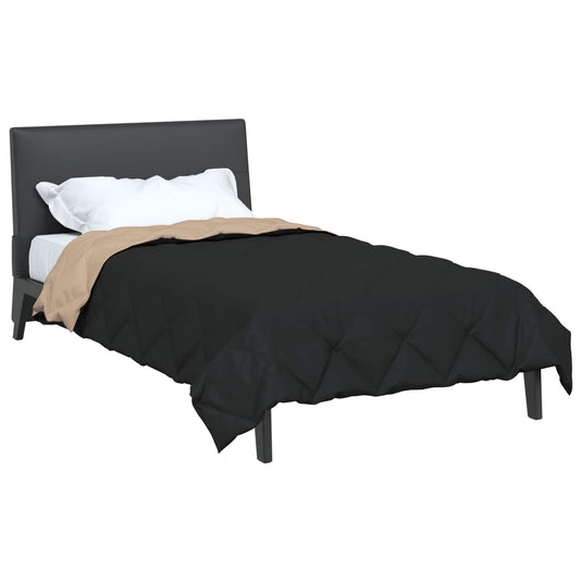 Vidaxl vol jaar dekbed zwart en taupe 135 x 200 cm microfiber