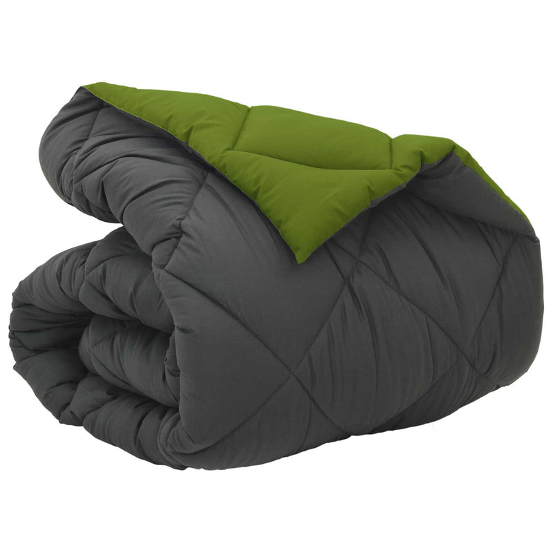 Afbeelding laden in galerijviewer, Vidaxl winter dekbed groen en antraciet 200 x 135 cm microfiber
