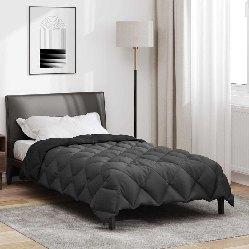 Afbeelding laden in galerijviewer, Vidaxl winter dekbed zwart en anthraciet 200 x 140 cm microfiber
