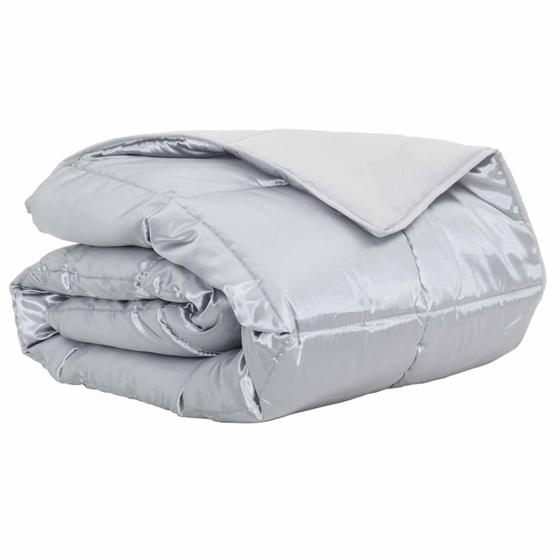 Afbeelding laden in galerijviewer, Vidaxl zomer dekbed zilver 220 x 155 cm satijn en microfiber
