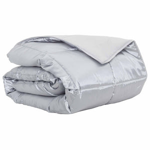 Vidaxl zomer dekbed zilver 220 x 260 cm satijn en microfiber
