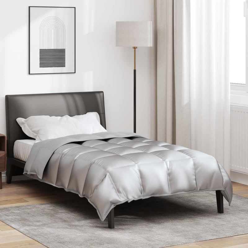 Afbeelding laden in galerijviewer, Vidaxl winter dekbed zilver 200 x 155 cm satijn en microfiber

