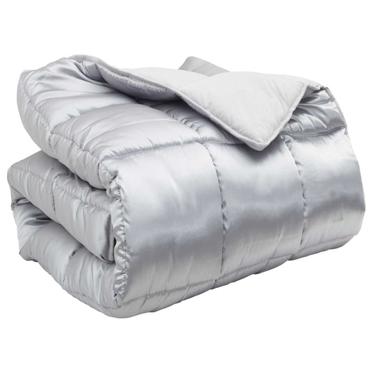 Vidaxl winter dekbed zilver 200 x 155 cm satijn en microfiber