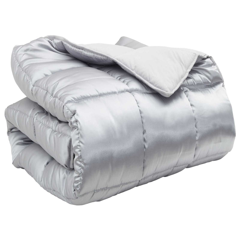 Afbeelding laden in galerijviewer, Vidaxl winter dekbed zilver 220 x 140 cm satijn en microfiber
