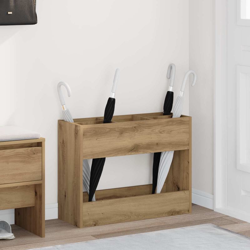 Afbeelding laden in galerijviewer, Vidaxl paraplu standaard artisan eiken 65 x 24 x 50 cm bewerkt hout
