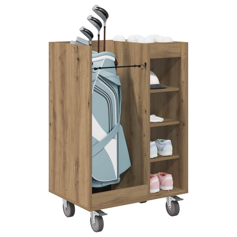 Afbeelding laden in galerijviewer, Vidaxl golfkast met wiel effen artisan eiken 65 x 45 x 98 cm
