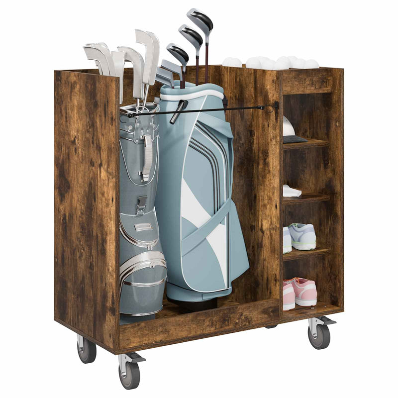 Afbeelding laden in galerijviewer, Vidaxl golfkast met wiel effen gerookt eiken 90 x 45 x 98 cm
