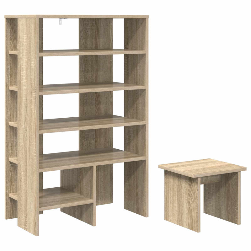 Afbeelding laden in galerijviewer, Vidaxl schoenenkast 2 st 62 x 35 x 100 cm bewerkt hout sonoma eiken
