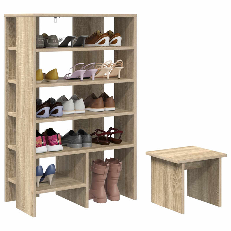 Afbeelding laden in galerijviewer, Vidaxl schoenenkast 2 st 62 x 35 x 100 cm bewerkt hout sonoma eiken
