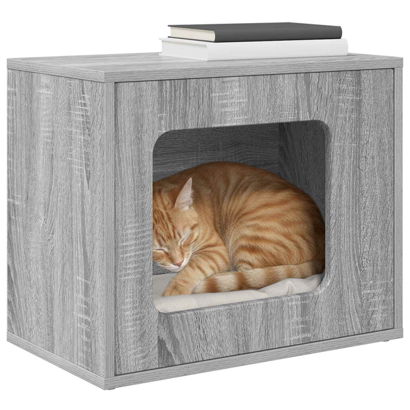 Afbeelding laden in galerijviewer, Vidaxl kattenhuis grijs sonoma 51 x 30 x 42,5 cm bewerkt hout
