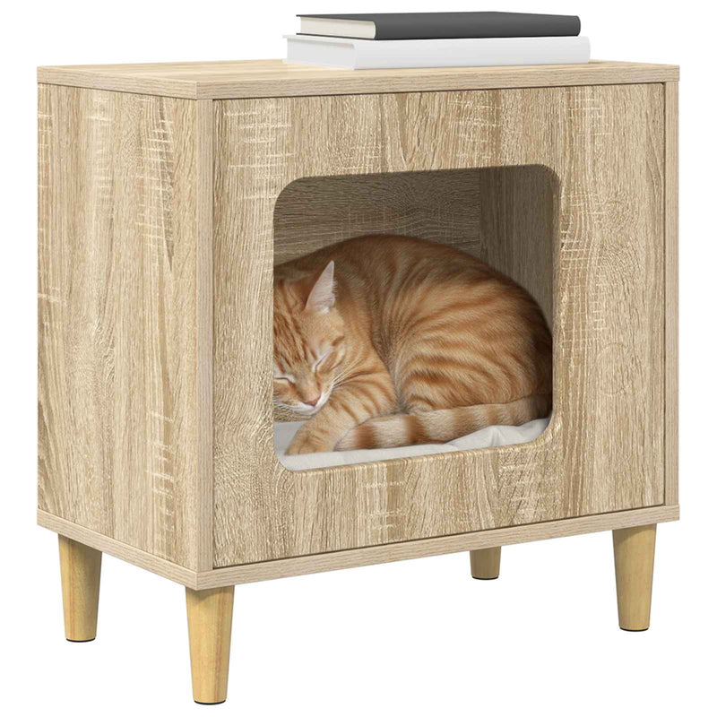 Afbeelding laden in galerijviewer, Vidaxl kattenhuis sonoma 51 x 30 x 52 cm bewerkt hout
