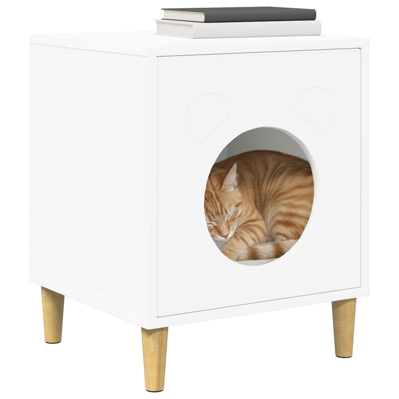 Afbeelding laden in galerijviewer, Vidaxl kattenhuis wit 42,5 x 40 x 53 cm bewerkt hout
