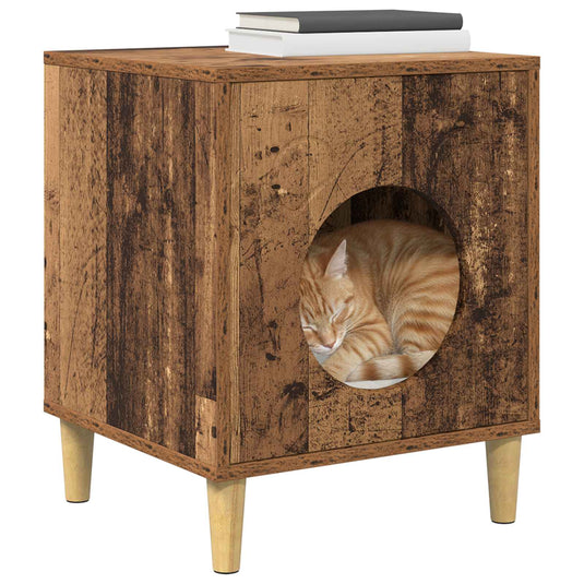 Vidaxl kattenhuis oudhout 42,5 x 40 x 53 cm bewerkt hout