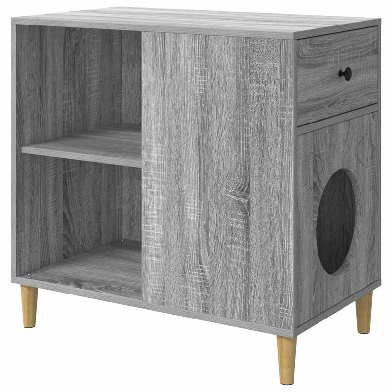 Afbeelding laden in galerijviewer, Vidaxl kattenhuis grijs sonoma 72 x 42,5 x 70 cm bewerkt hout
