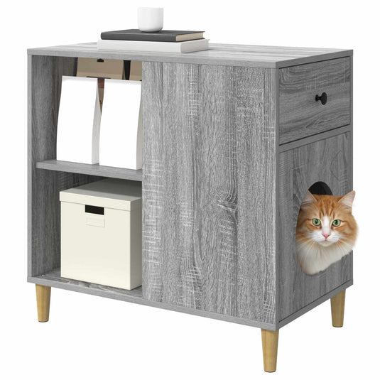 Vidaxl kattenhuis grijs sonoma 72 x 42,5 x 70 cm bewerkt hout