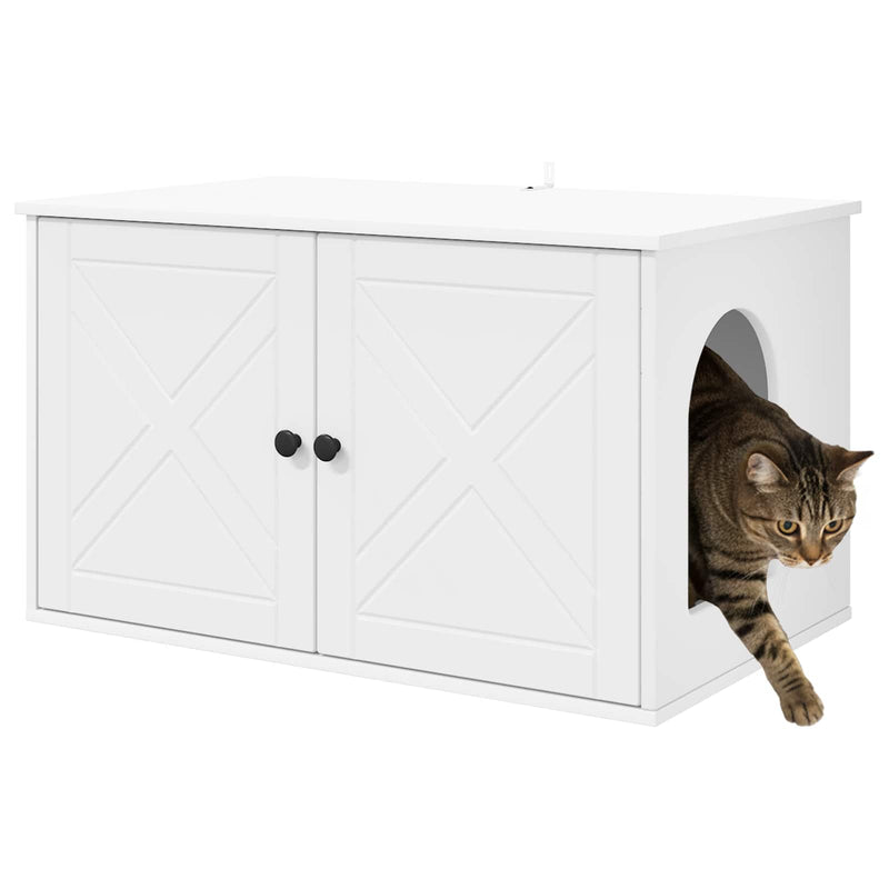 Afbeelding laden in galerijviewer, Vidaxl kattenhuis wit 85 x 55 x 50,5 cm bewerkt hout
