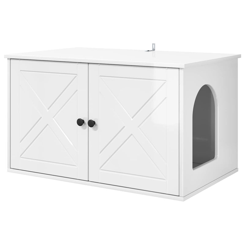 Afbeelding laden in galerijviewer, Vidaxl kattenhuis glanzend wit 85 x 55 x 50,5 cm bewerkt hout
