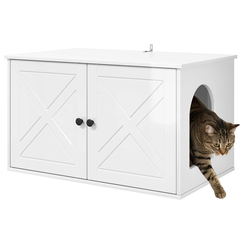 Afbeelding laden in galerijviewer, Vidaxl kattenhuis glanzend wit 85 x 55 x 50,5 cm bewerkt hout

