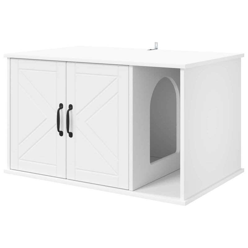 Afbeelding laden in galerijviewer, Vidaxl kattenhuis wit 85 x 55 x 50,5 cm bewerkt hout
