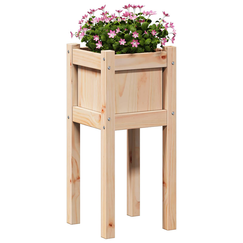 Afbeelding laden in galerijviewer, Vidaxl plantenbak natuur 31 x 31 x 70 cm massief grenenhout
