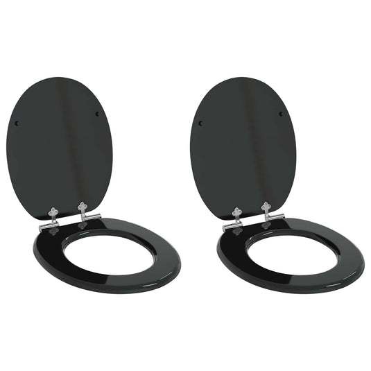 Vidaxl zachte sluit toiletbril 2 pcs zwart 44 x 38 cm mdf-plaat
