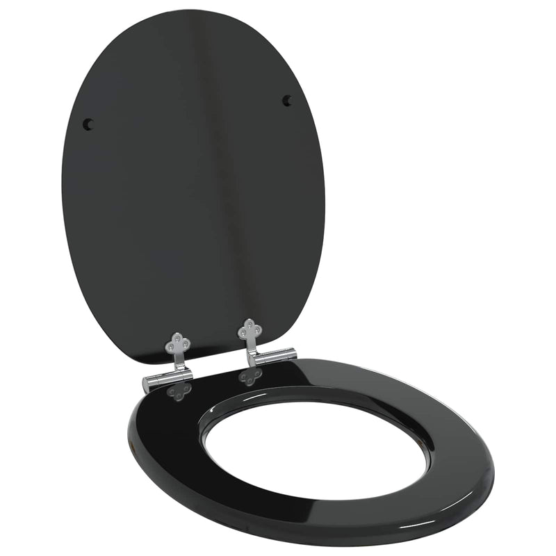 Afbeelding laden in galerijviewer, Vidaxl zachte sluit toiletbril 2 pcs zwart 44 x 38 cm mdf-plaat
