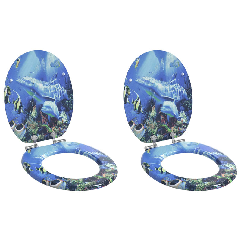 Afbeelding laden in galerijviewer, Vidaxl zachte sluit toiletbril 2 pcs blauw 44 x 38 cm mdf-plaat
