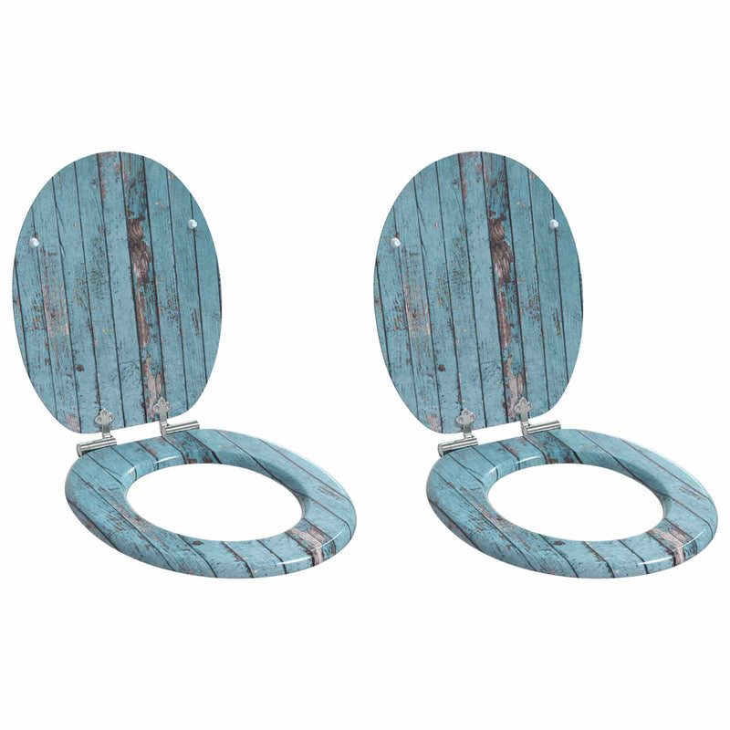 Afbeelding laden in galerijviewer, Vidaxl zachte sluit toiletbril 2 pcs blauw 44 x 38 cm mdf-plaat
