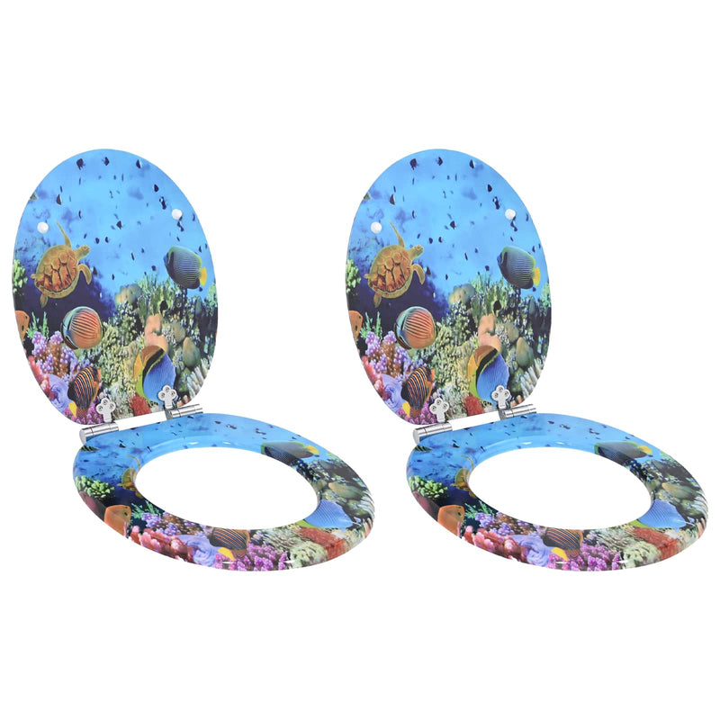 Afbeelding laden in galerijviewer, Vidaxl zachte sluit toiletbril 2 pcs diep zee blauw 44 x 38 cm
