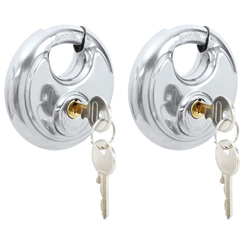 Afbeelding laden in galerijviewer, Vidaxl discusloten met sleutels 2 pcs zilver 9 x 2.8 x 9 cm
