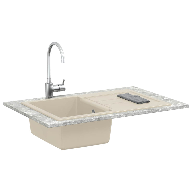 Afbeelding laden in galerijviewer, Vidaxl wasbak beige 780 x 500 mm 80% kwarts en 20% hars
