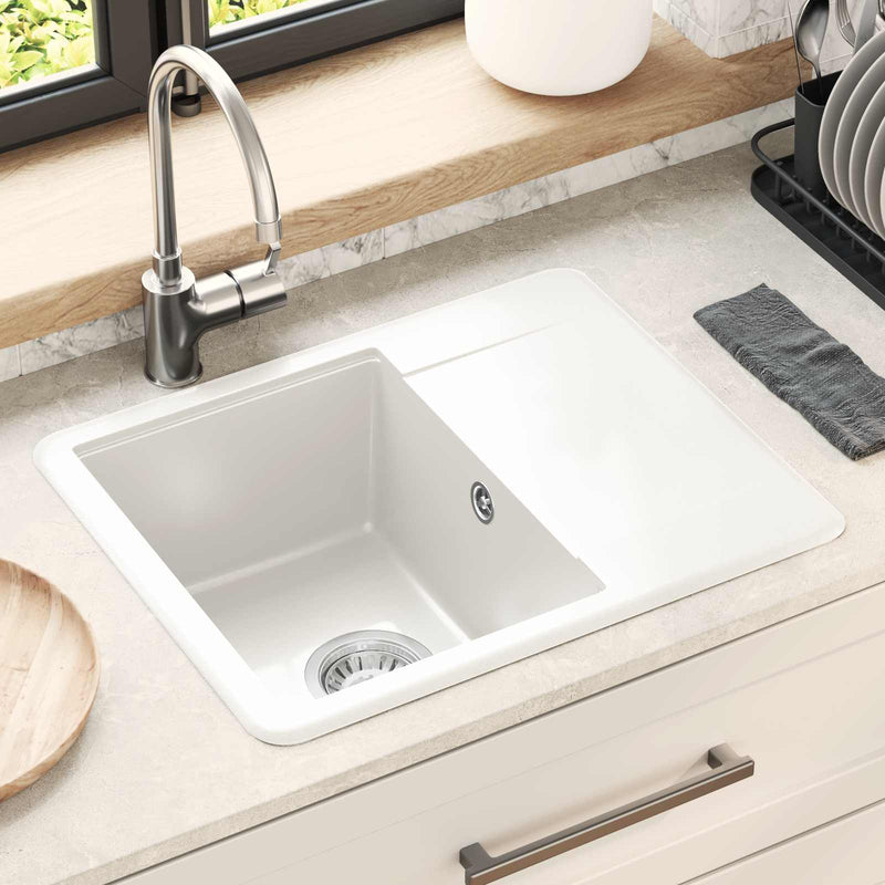 Afbeelding laden in galerijviewer, Vidaxl wasbak 80% kwarts en 20% hars 560 x 460 mm wit
