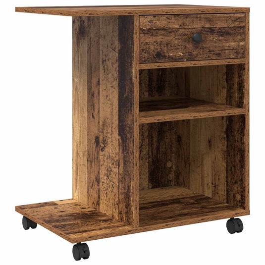Vidaxl printerstand met lade oudhout 60 x 40 x 68.5 cm bewerkt hout