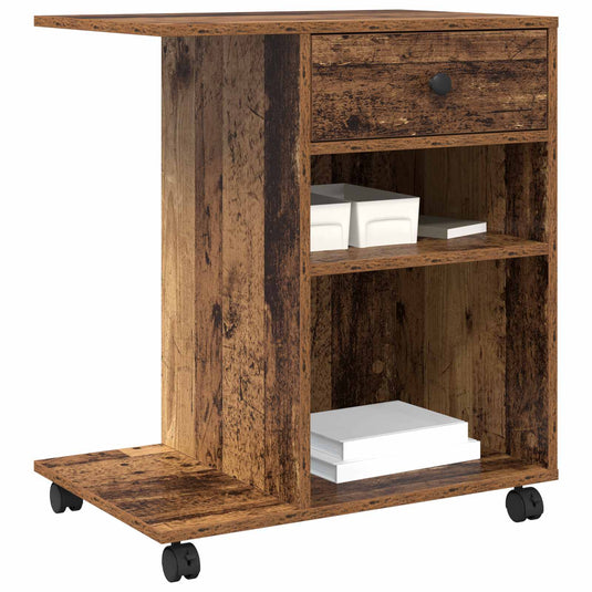 Vidaxl printerstand met lade oudhout 60 x 40 x 68.5 cm bewerkt hout
