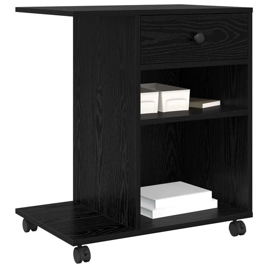 Vidaxl printerstand effen zwart eiken 60 x 40 x 68.5 cm bewerkt hout